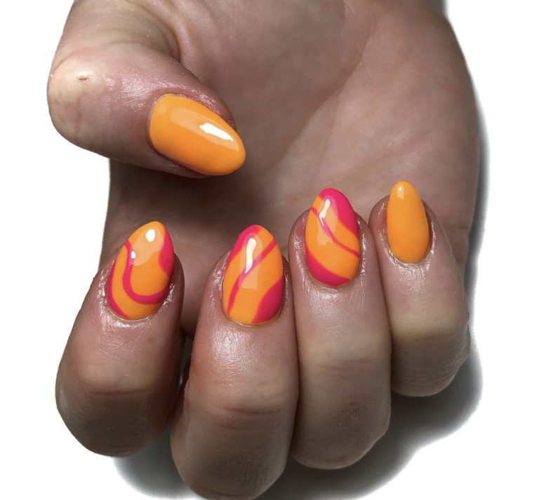 Orange and Pink Nail