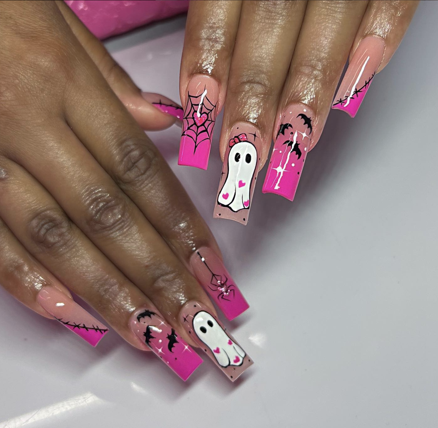Pink Halloween Nail Designs