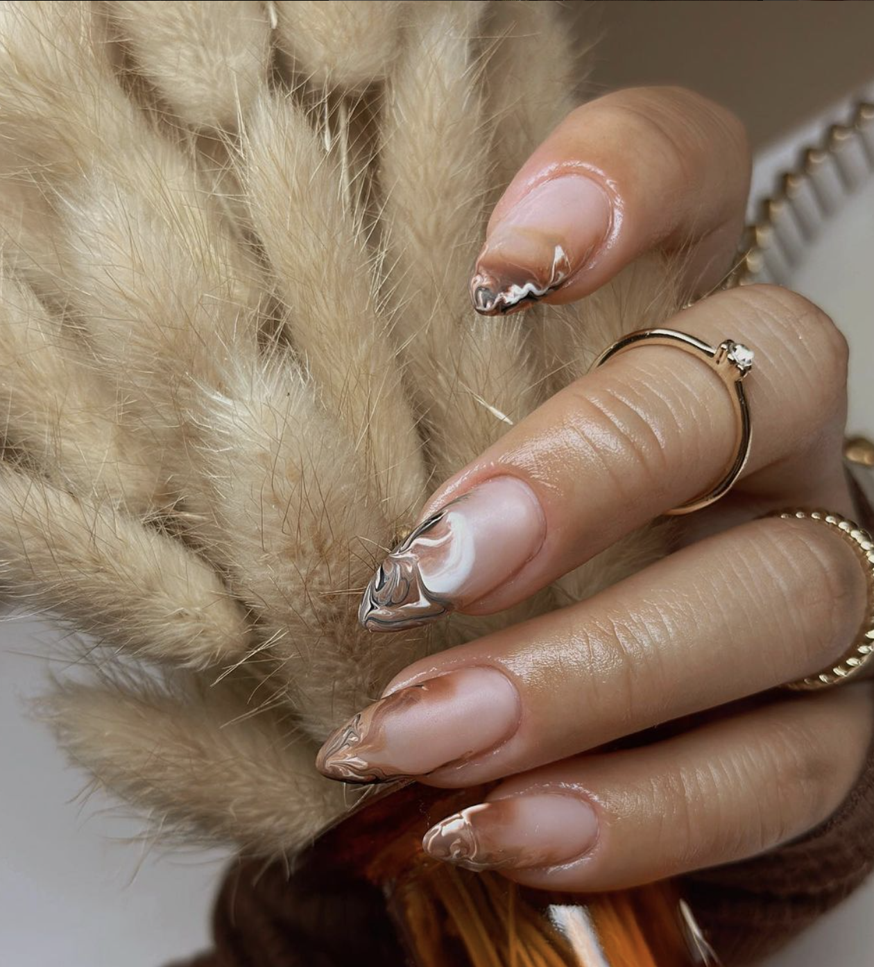 almond nail designs fall
