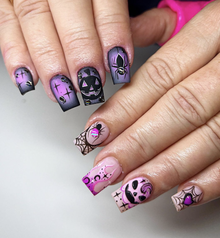black and purple halloween nail designs