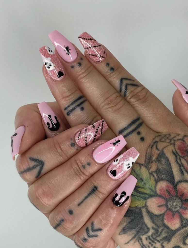 Pink Halloween Nail Designs