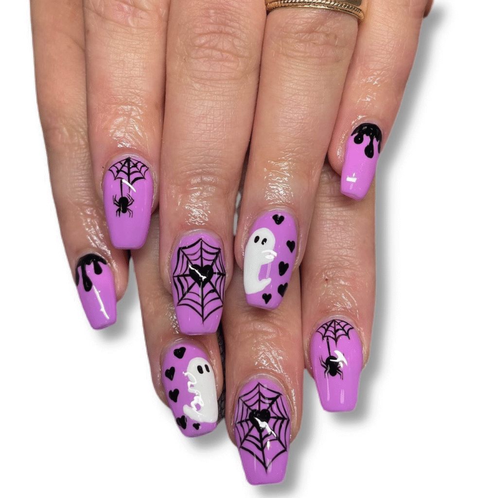 Pink Halloween Nail Designs