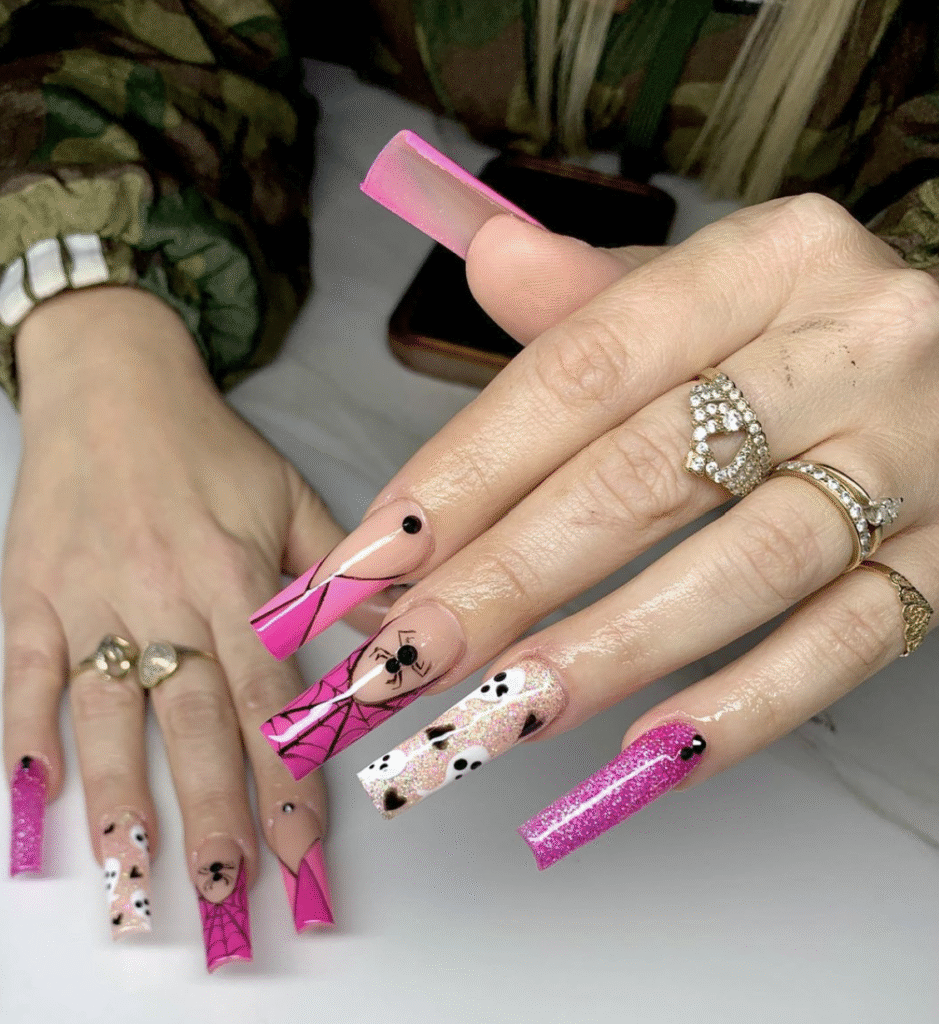 Pink Halloween Nail Designs