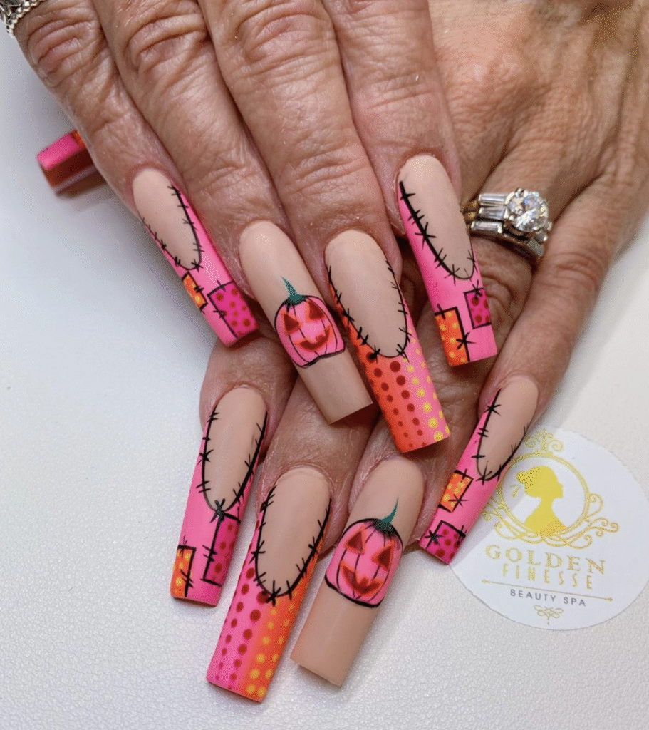 Pink Halloween Nail Designs