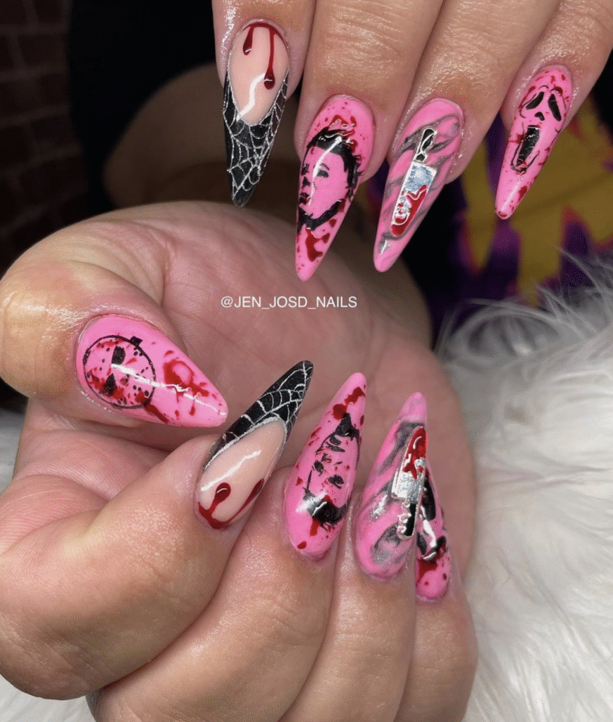 Pink Halloween Nail Designs