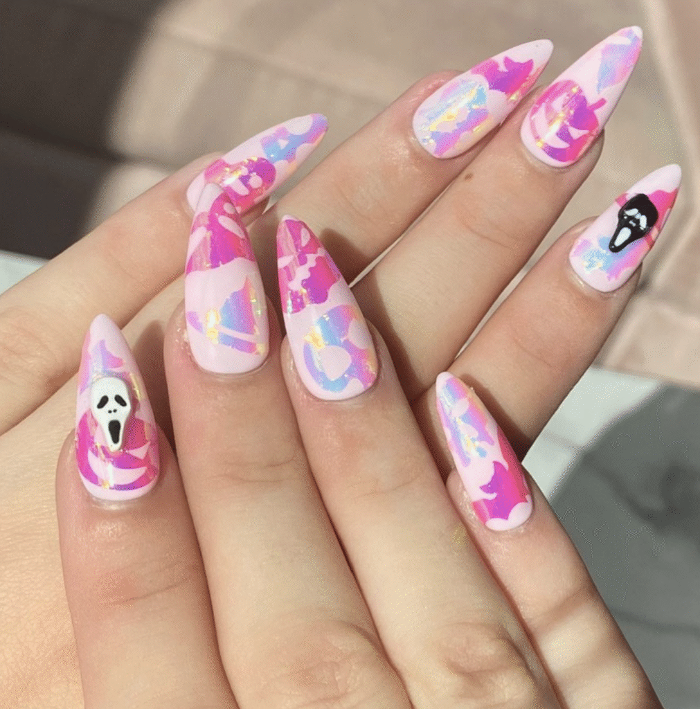 Pink Halloween Nail Designs