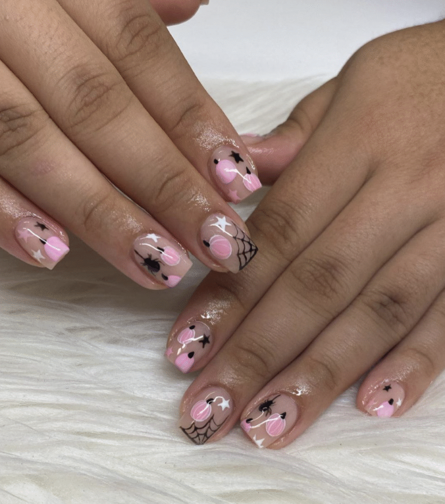 Pink Halloween Nail Designs