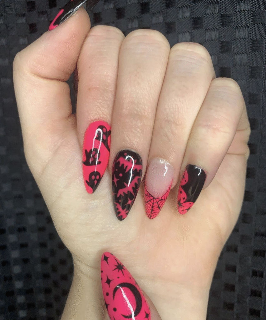 Pink Halloween Nail Designs