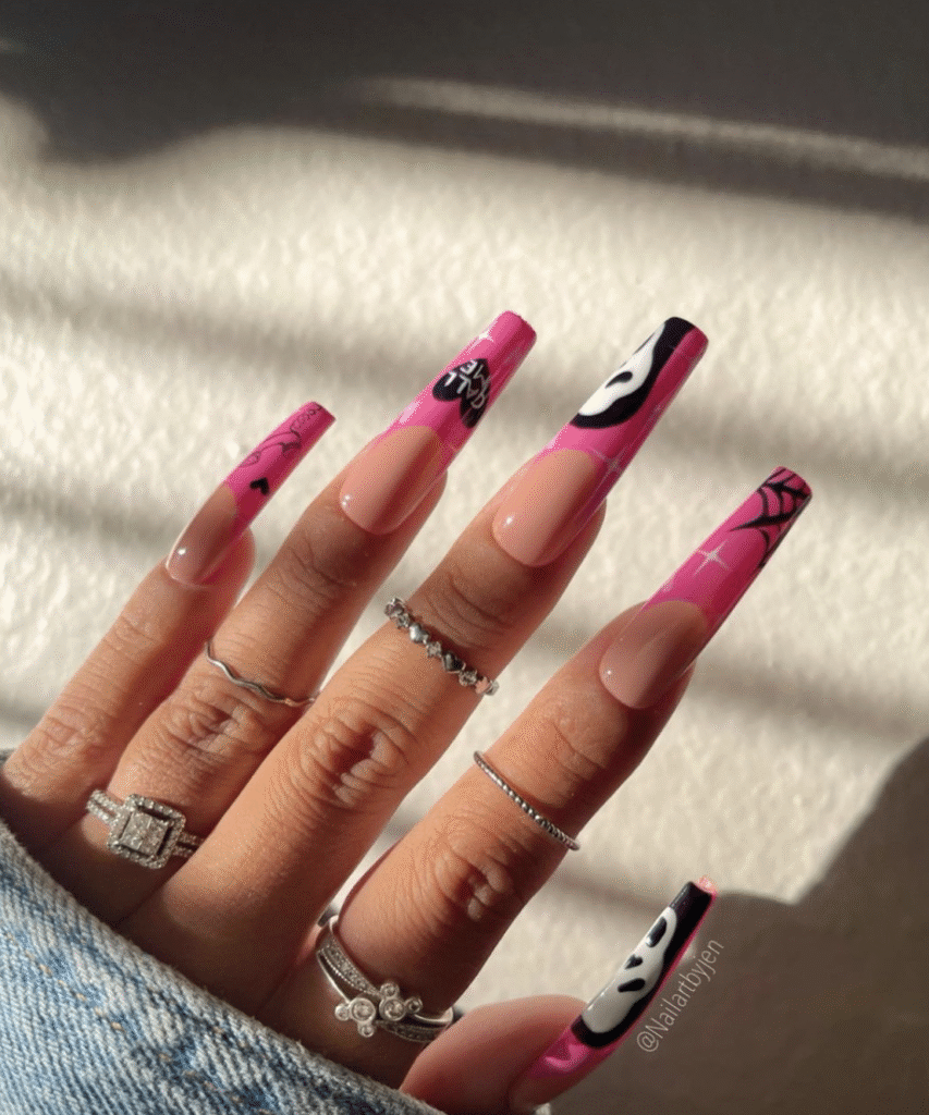 Pink Halloween Nail Designs