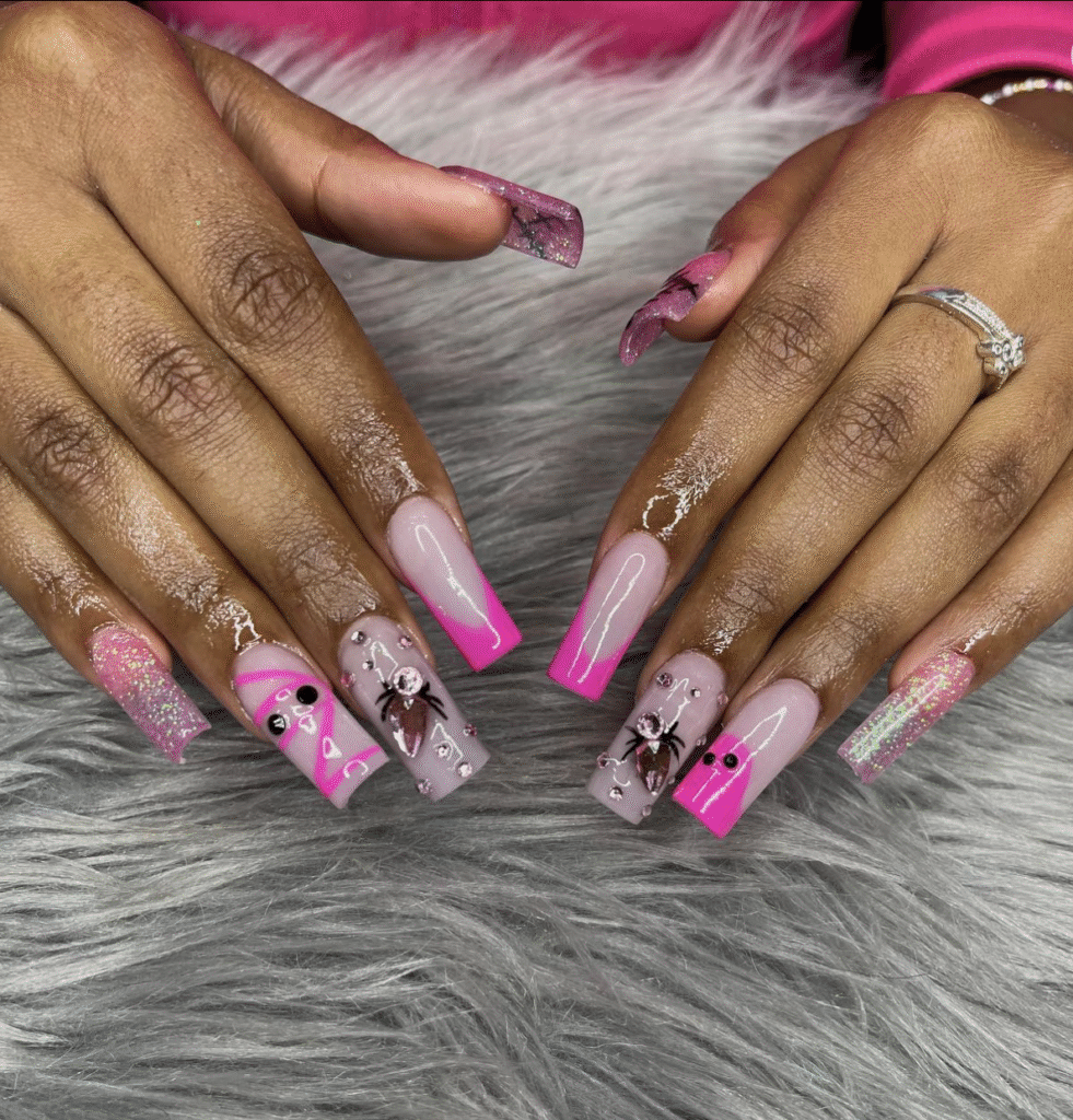 Pink Halloween Nail Designs