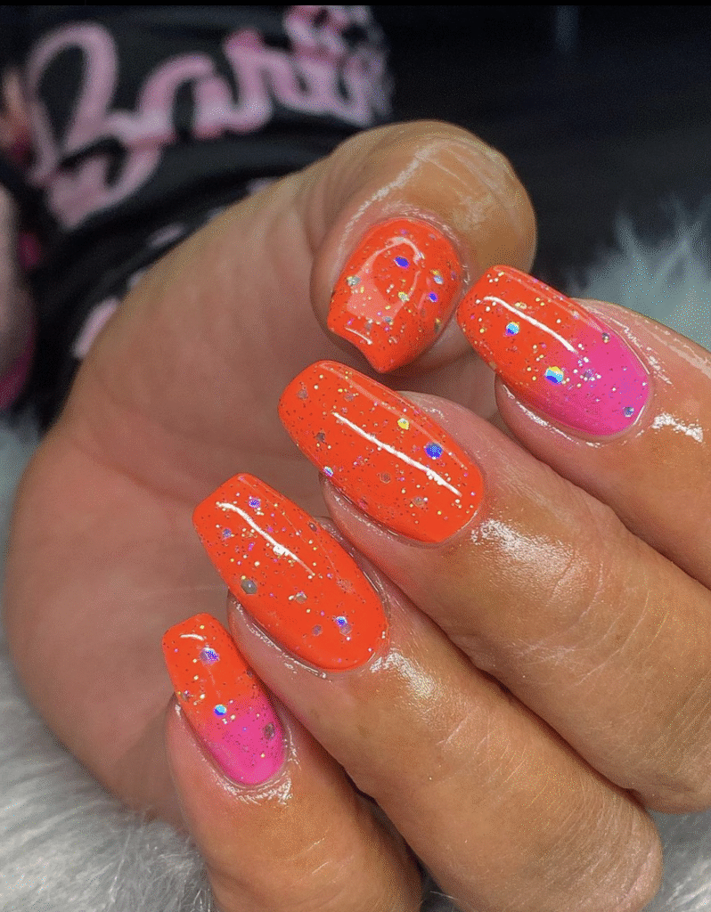 Orange and Pink Nail Design