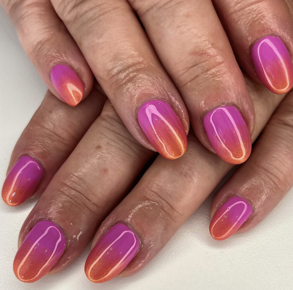 Orange and Pink Nail Design