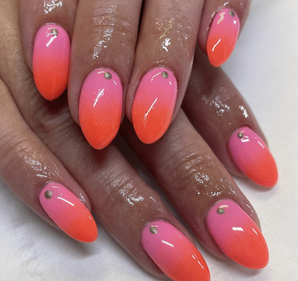 Orange and Pink Nail Design