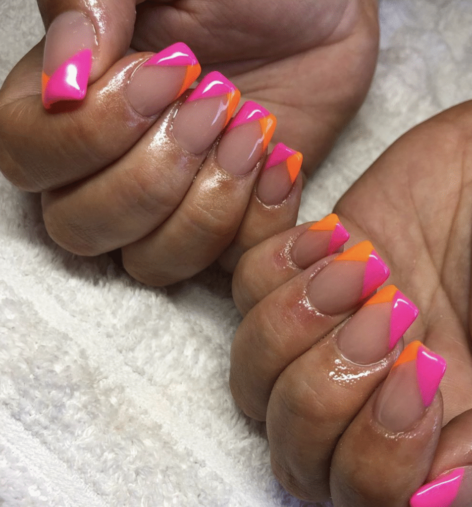 Orange and Pink Nail Design
