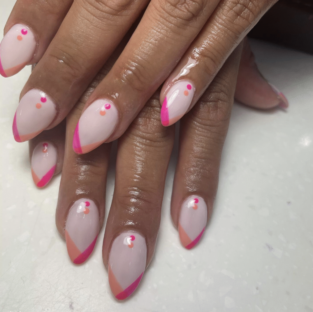 Orange and Pink Nail Design