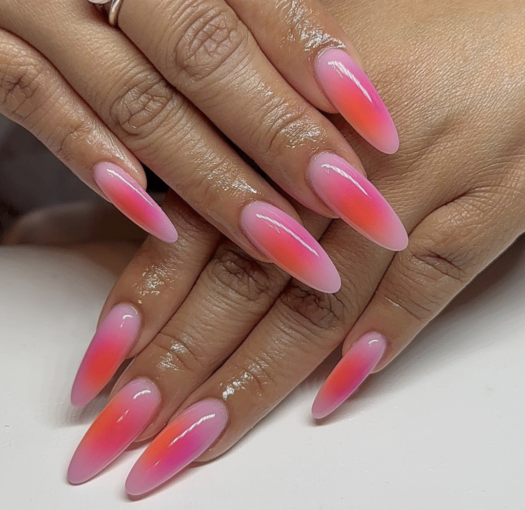 Orange and Pink Nail Design
