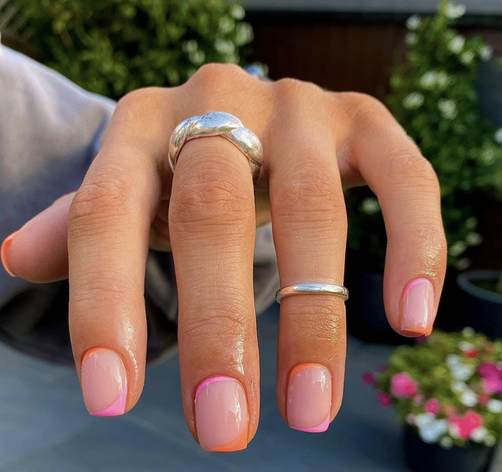 Orange and Pink Nail Design