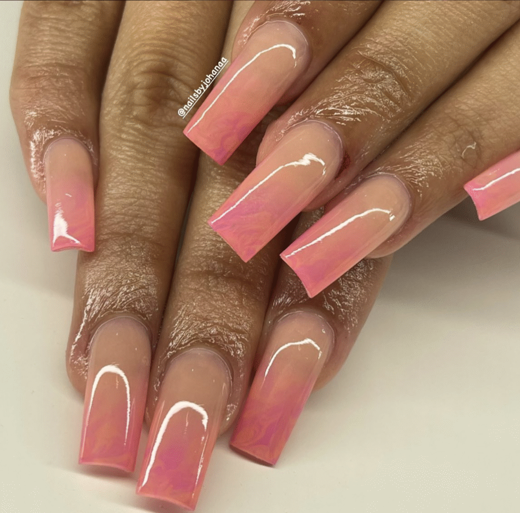 Orange and Pink Nail Design