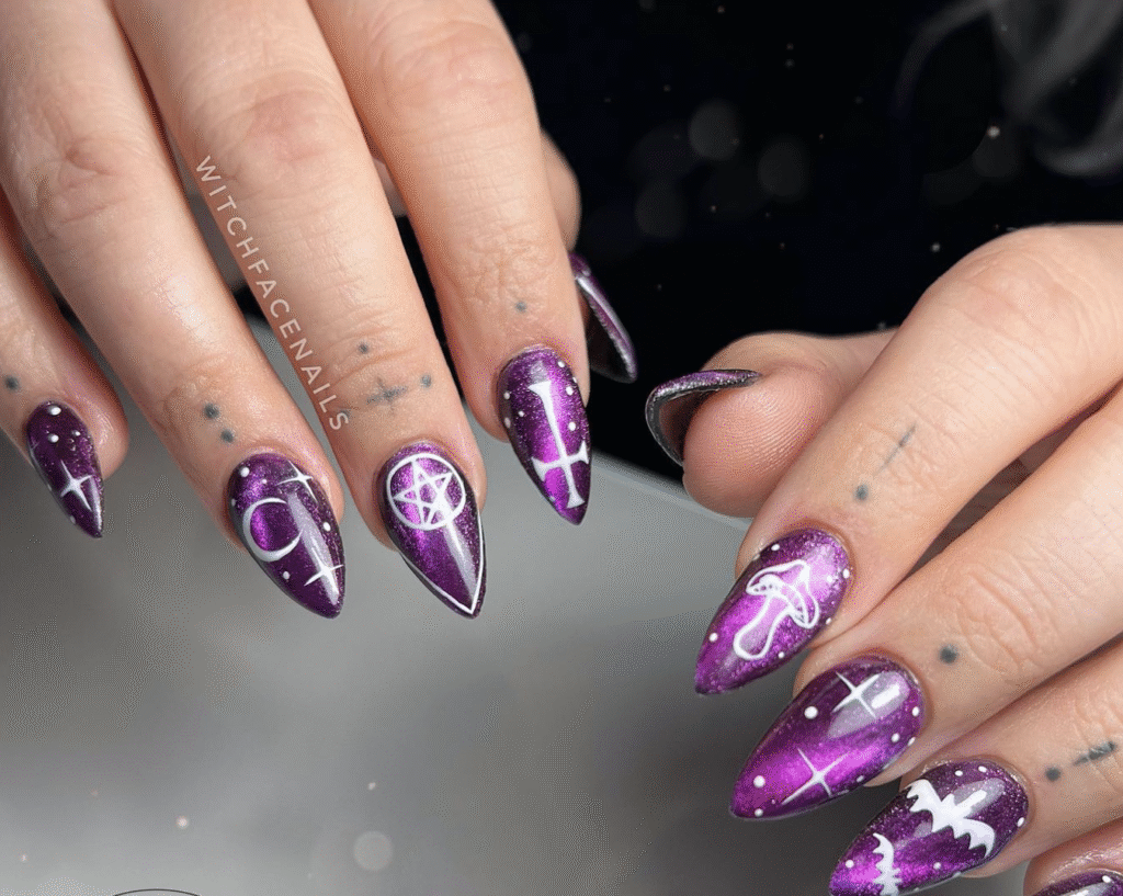 black and purple halloween nail designs