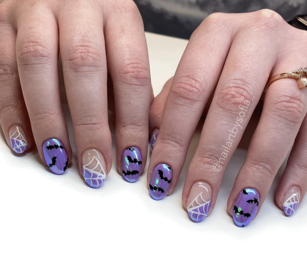 black and purple halloween nail designs