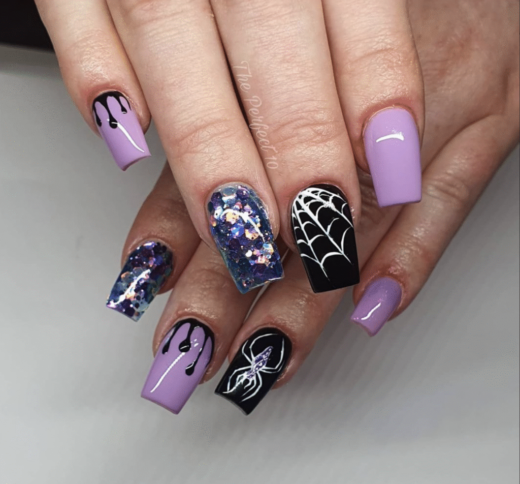 black and purple halloween nail designs