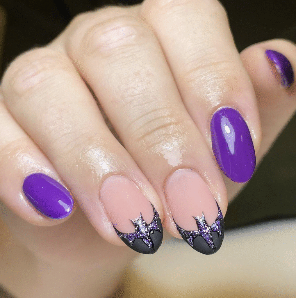 black and purple halloween nail designs