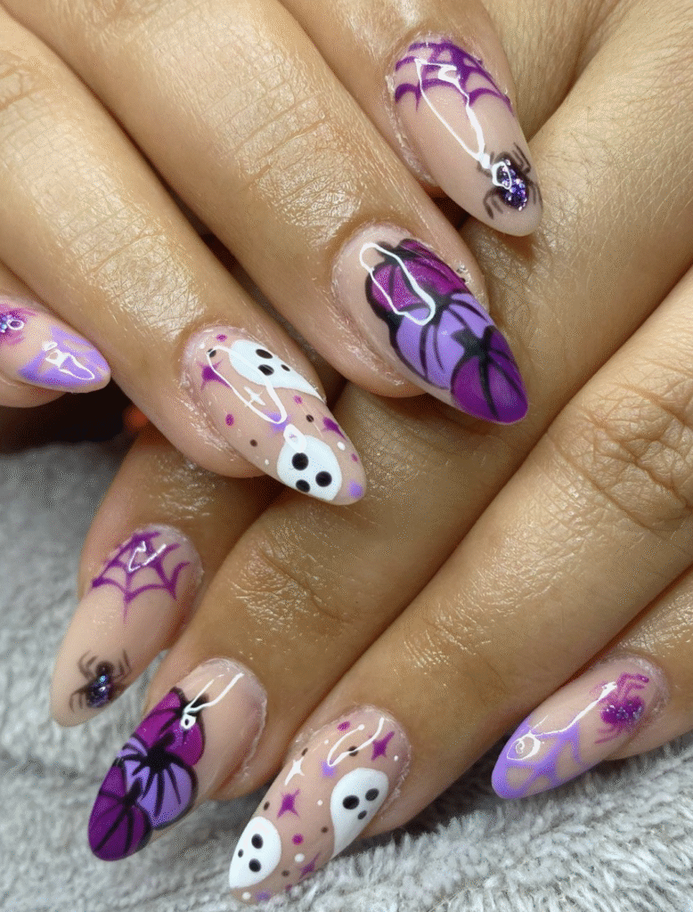 black and purple halloween nail designs