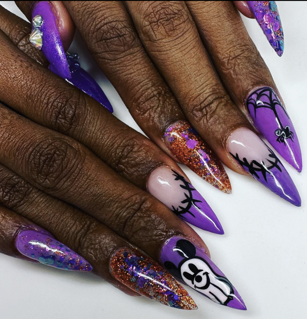 black and purple halloween nail designs