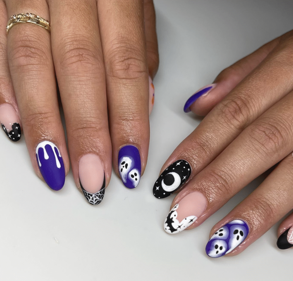 black and purple halloween nail designs