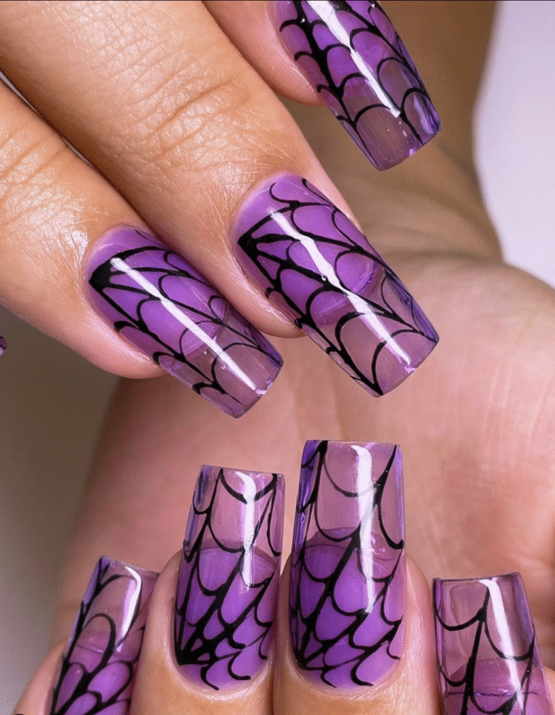 black and purple halloween nail designs