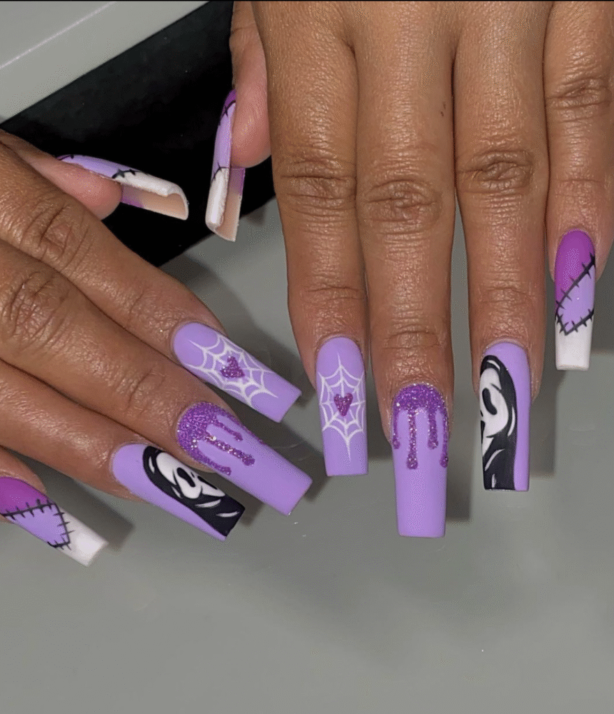 black and purple halloween nail designs