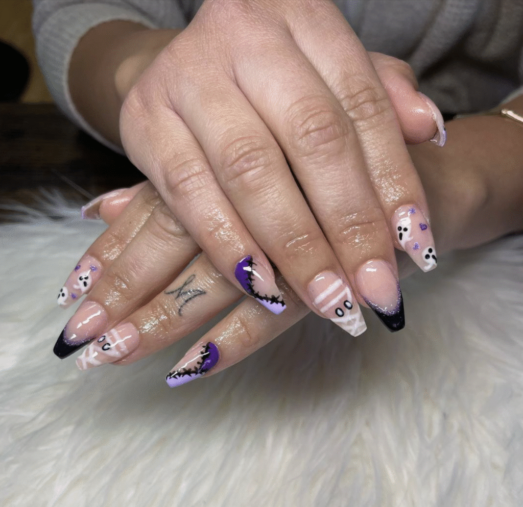 black and purple halloween nail designs