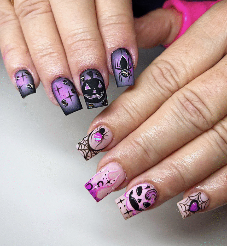black and purple halloween nail designs