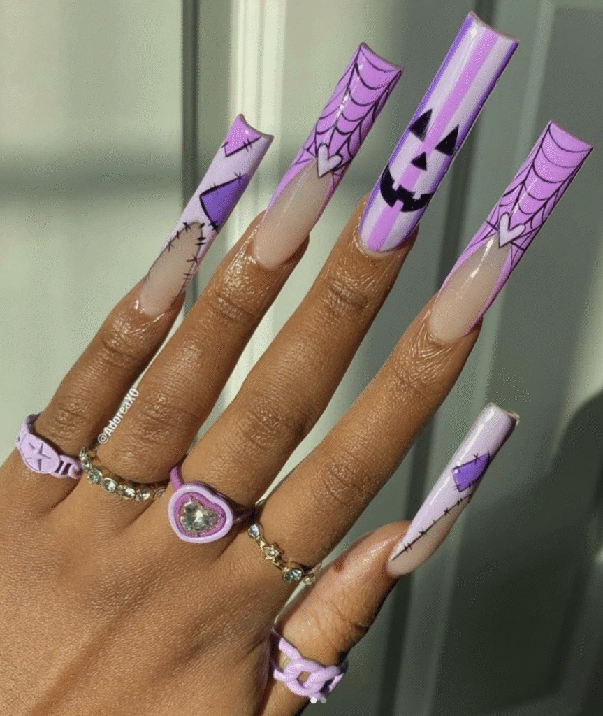 black and purple halloween nail designs