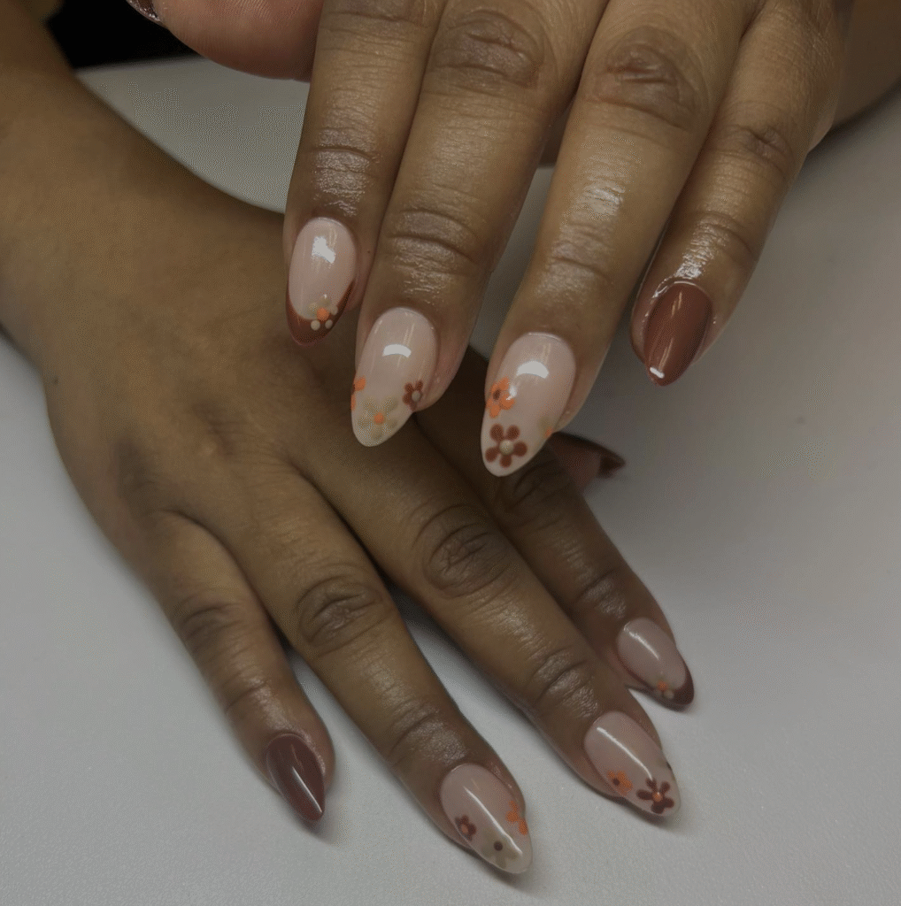 almond nail designs fall