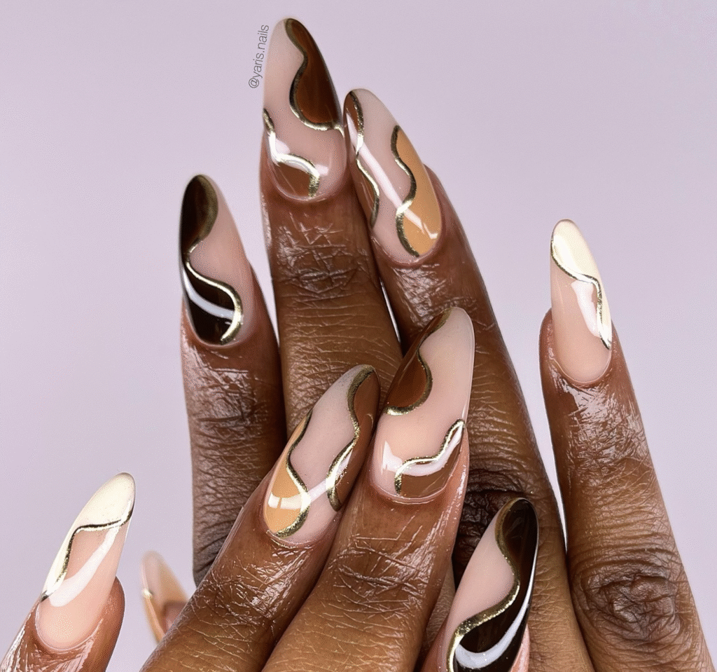 almond nail designs fall
