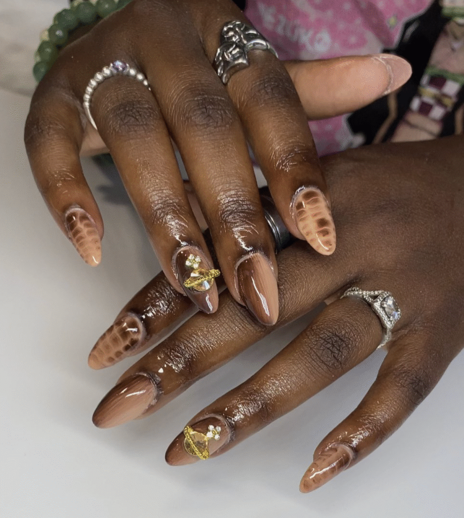 almond nail designs fall