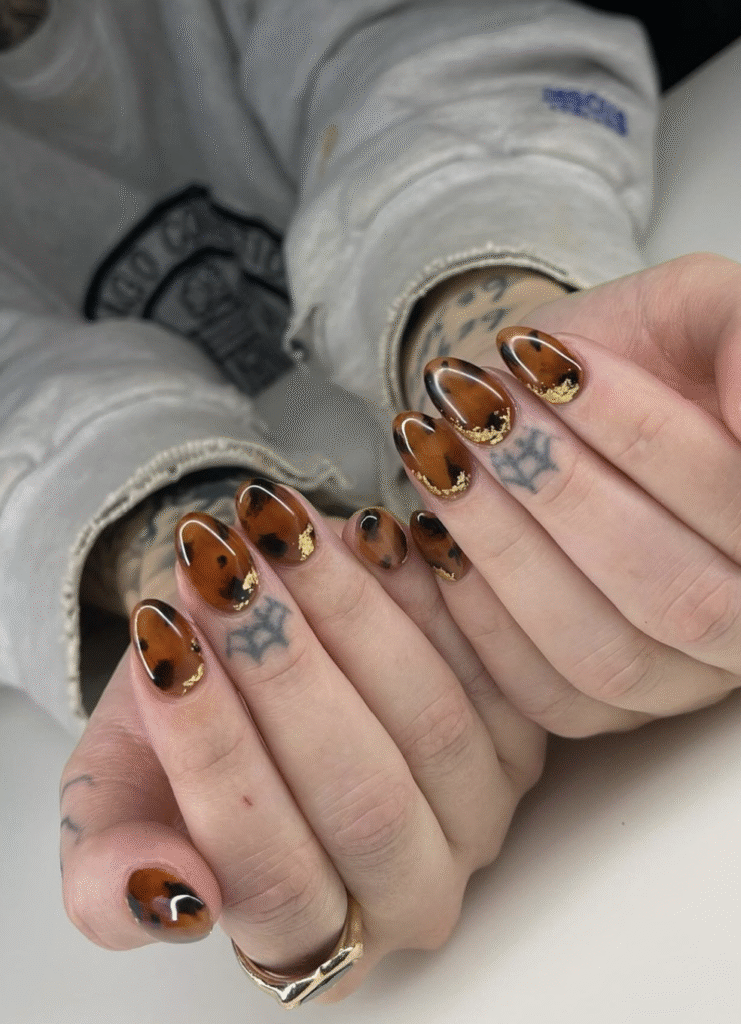 almond nail designs fall