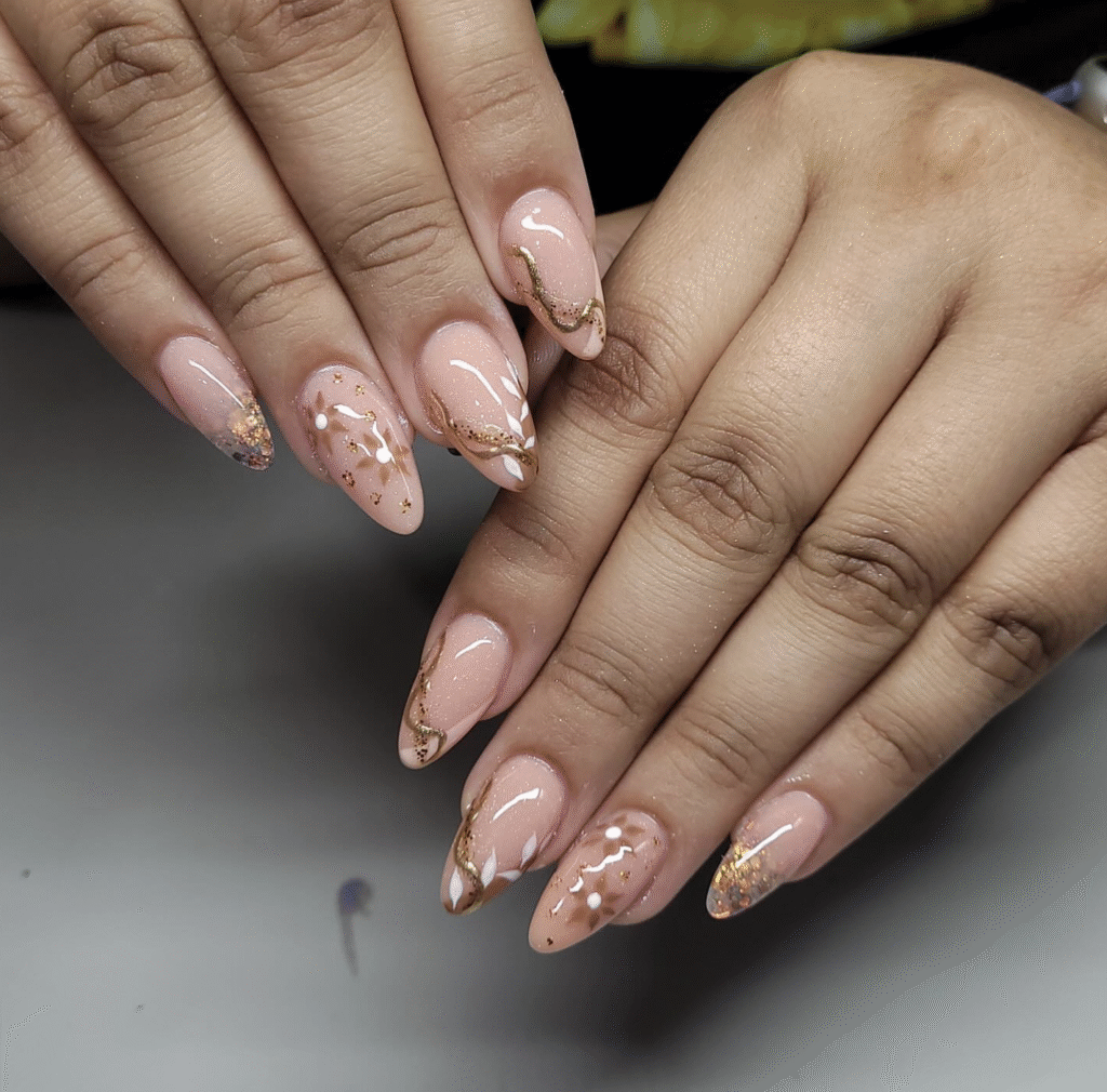 almond nail designs fall