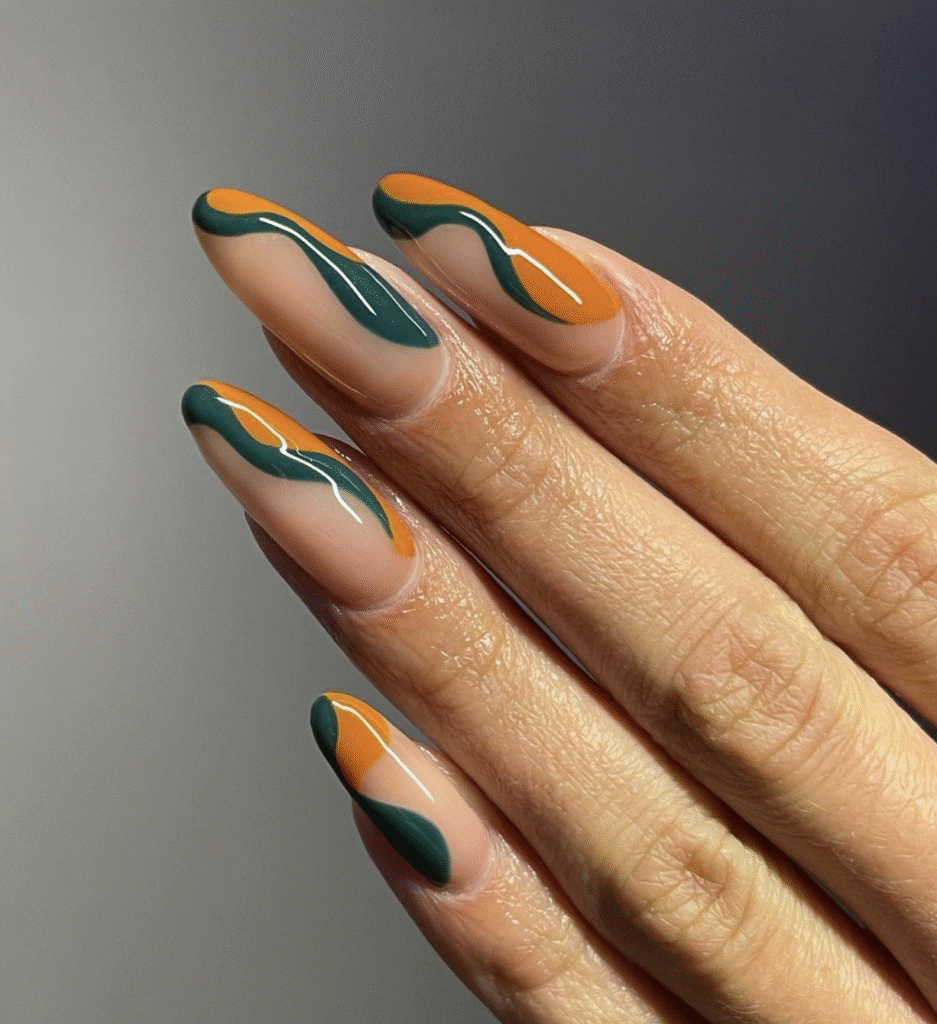 almond nail designs fall