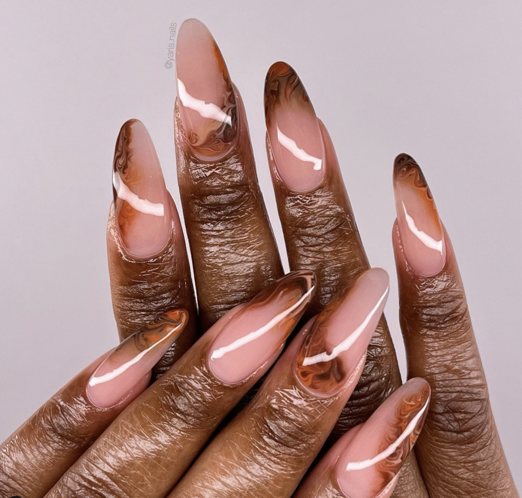 almond nail designs fall