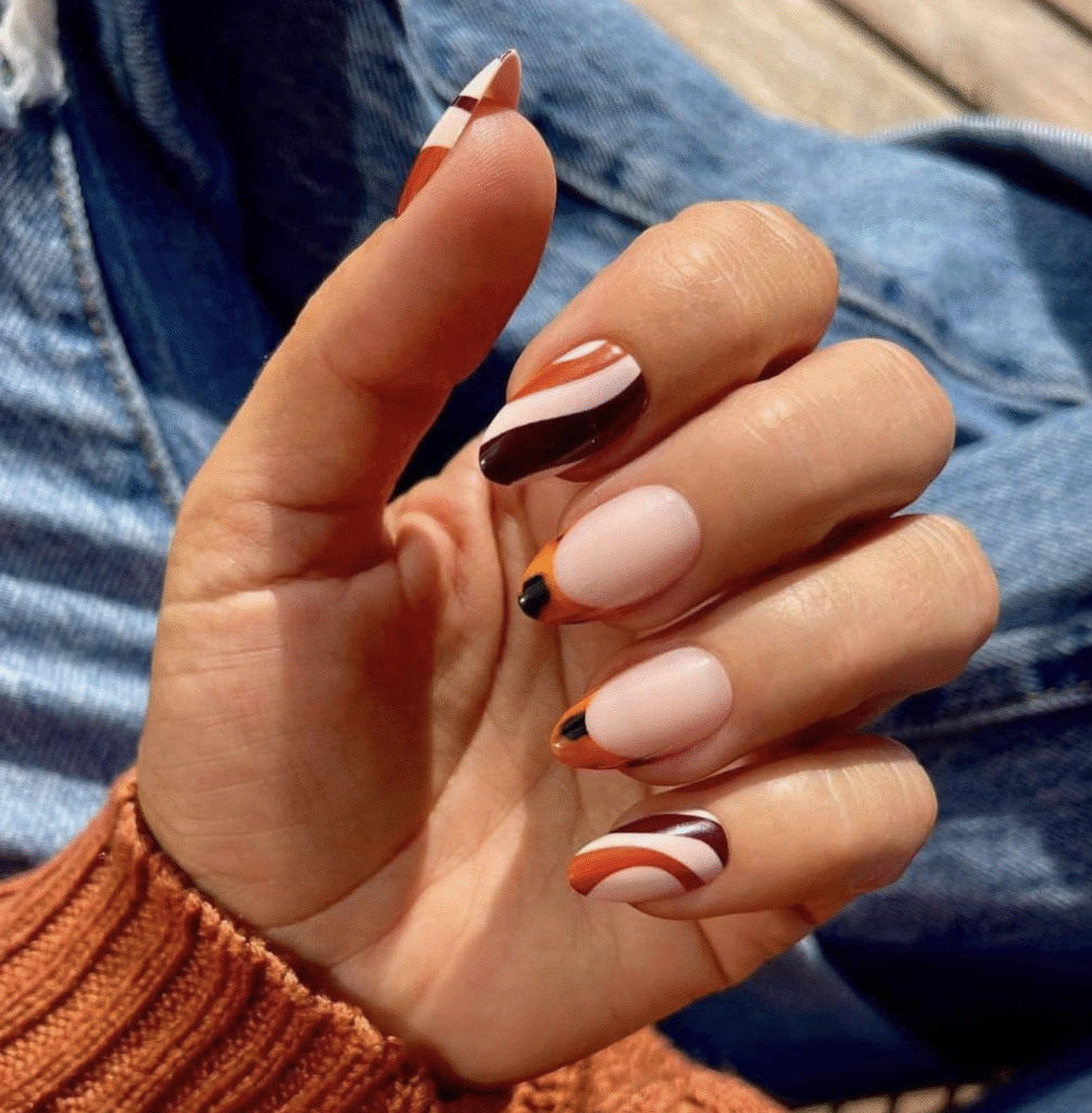 almond nail designs fall