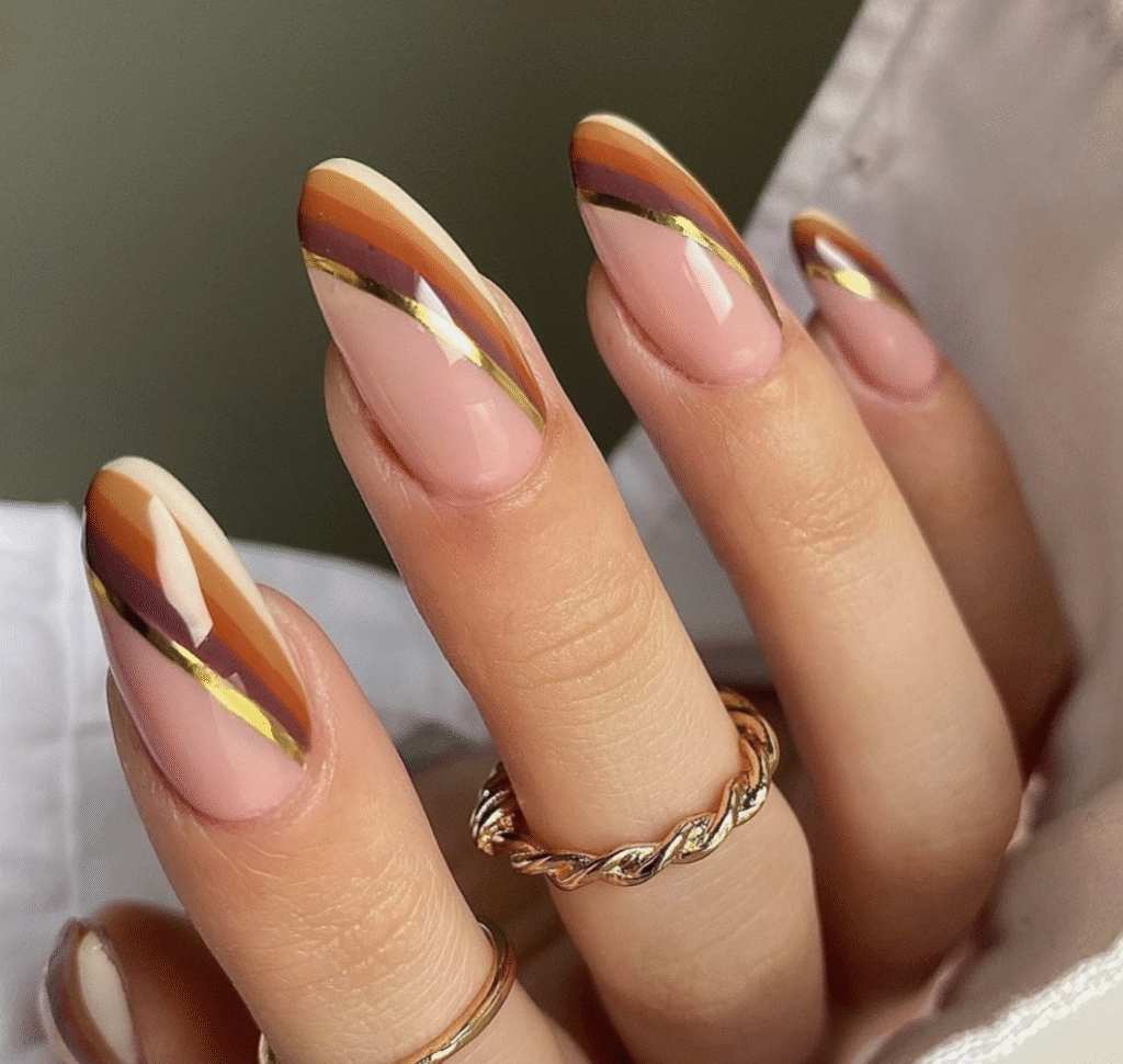 almond nail designs fall