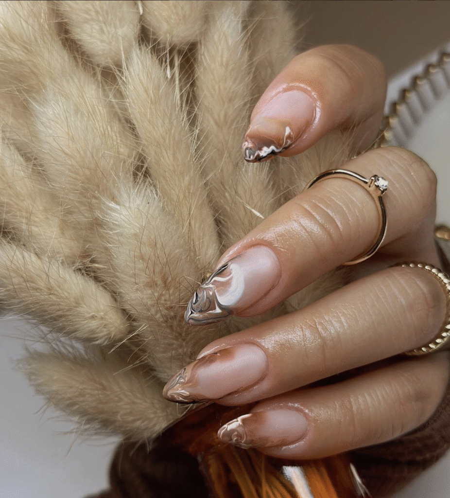 almond nail designs fall