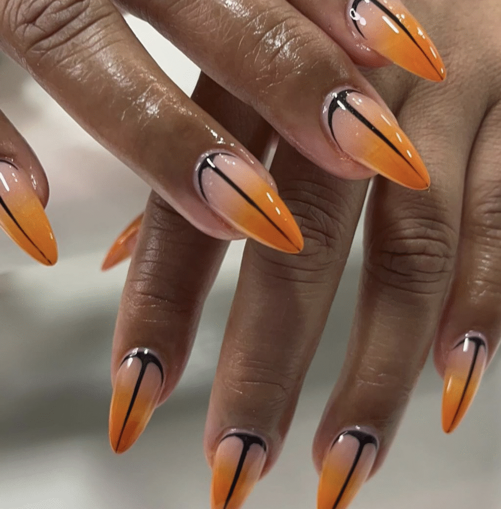 almond nail designs fall