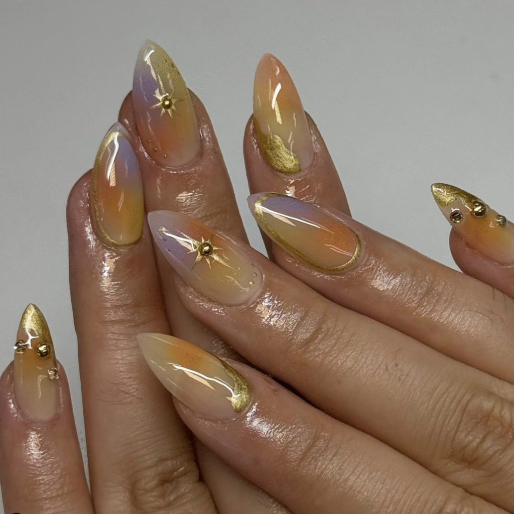 almond nail designs fall
