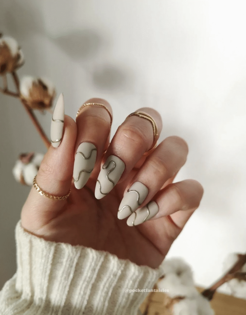 almond nail designs fall