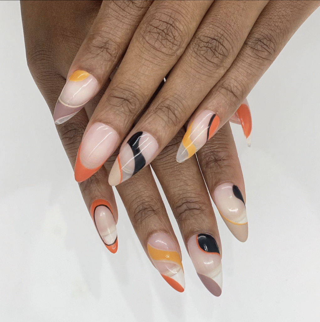 almond nail designs fall