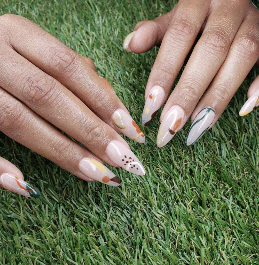almond nail designs fall