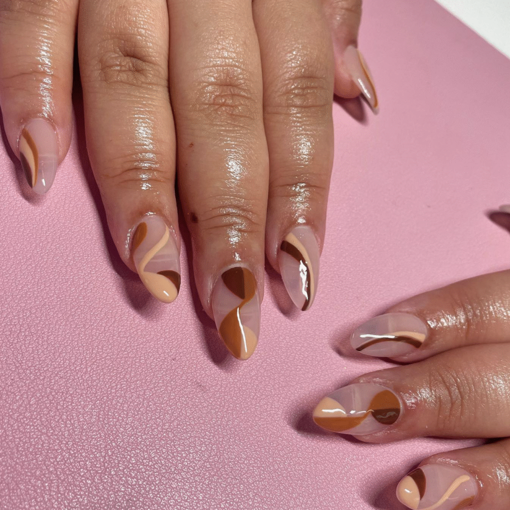 almond nail designs fall